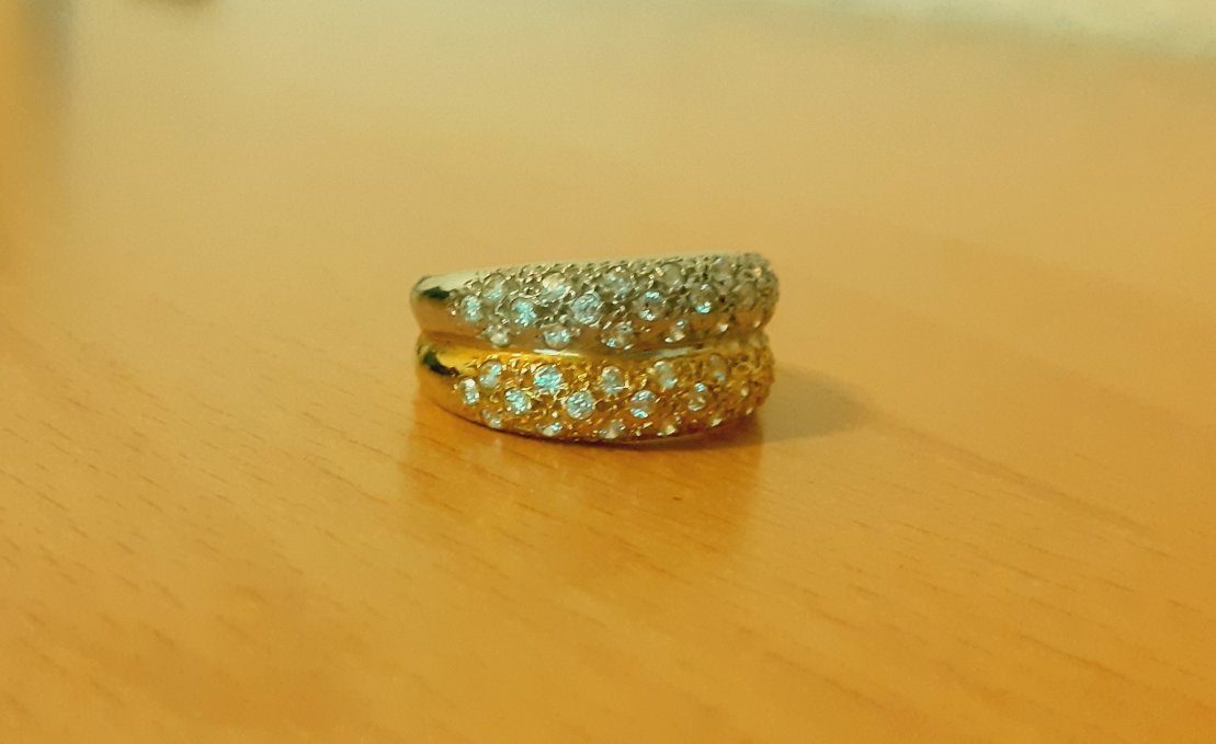 Gold 585 Ring bicolor Glitzer ca. 3,87g