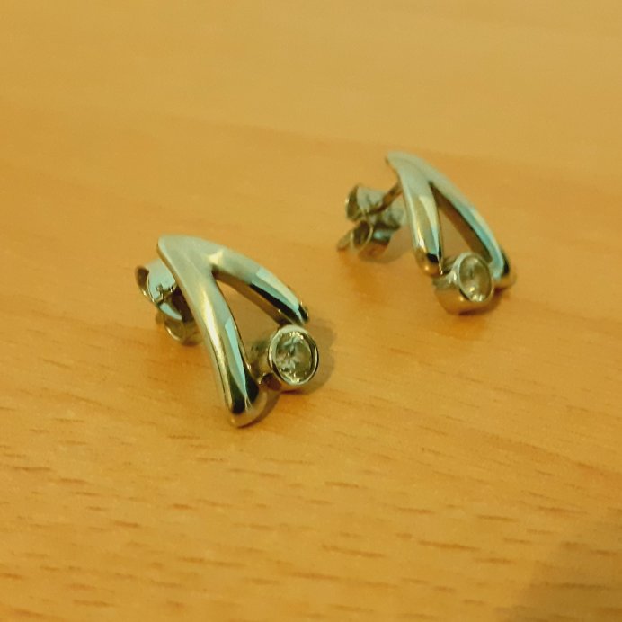Gold 585 Ohrstecker Stein weiß ca. 2,6g – Foto 4