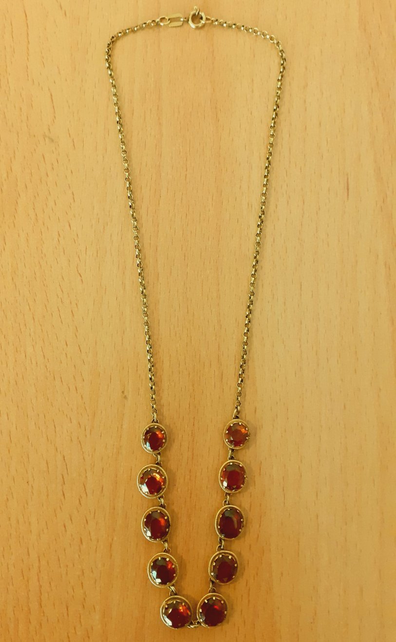 Gold 333 Collier Steine orangerot ca. 11,91g – Foto 2