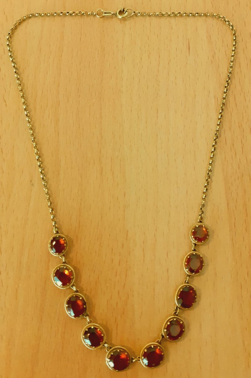 Gold 333 Collier Steine orangerot ca. 11,91g – Foto 3