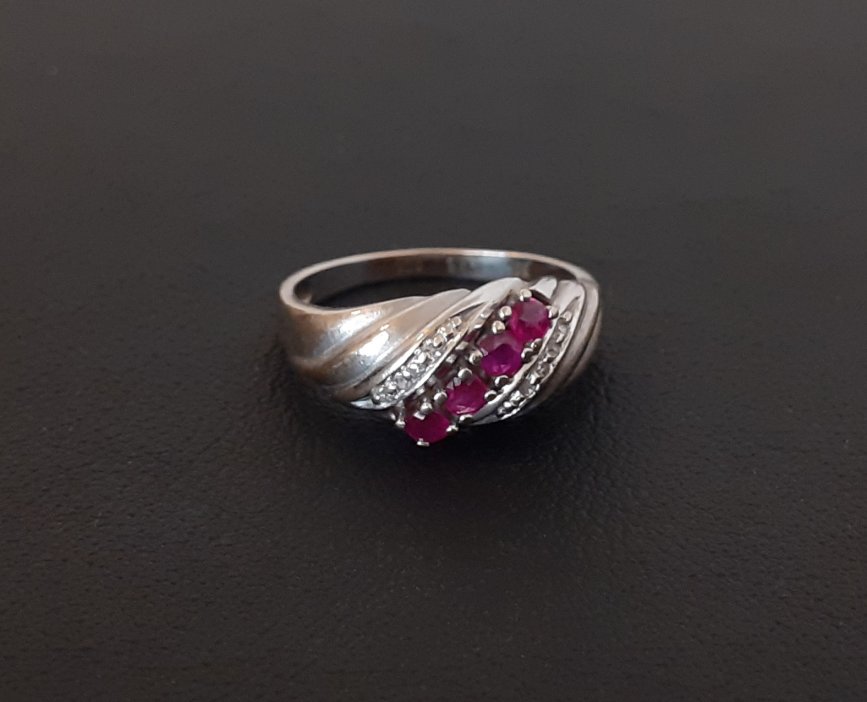 Gold 585 Ring Steine rot weiß ca. 3,46g – Foto 2