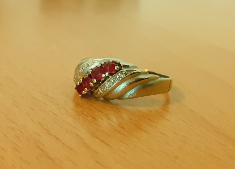 Gold 585 Ring Steine rot weiß ca. 3,46g – Foto 4