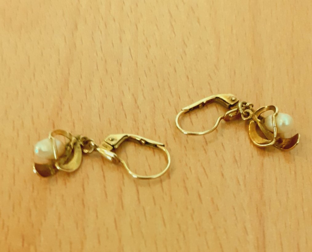 Gold 333 Ohrhänger mit Perle ca. 2,05g – Foto 2