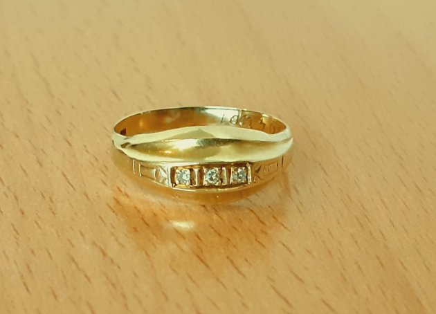 Gold 585 Ring 3 Steine weiß ca. 1,9g – Foto 2