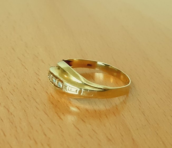 Gold 585 Ring 3 Steine weiß ca. 1,9g – Foto 3