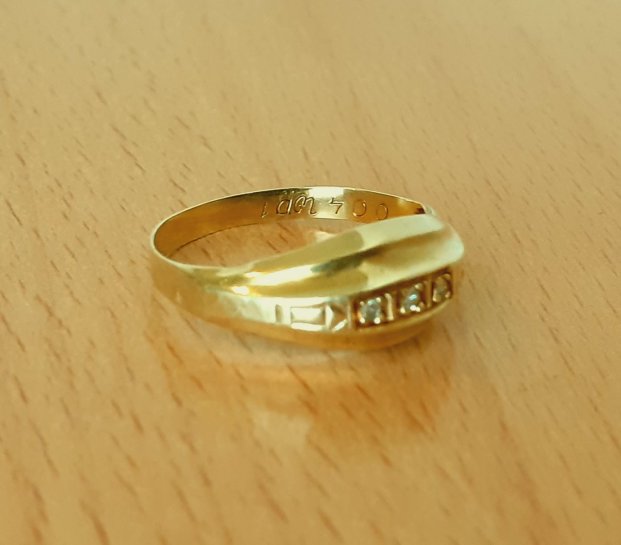 Gold 585 Ring 3 Steine weiß ca. 1,9g – Foto 6