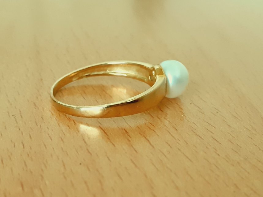 Gold 375 Ring mit Perle ca. 2,6g – Foto 2