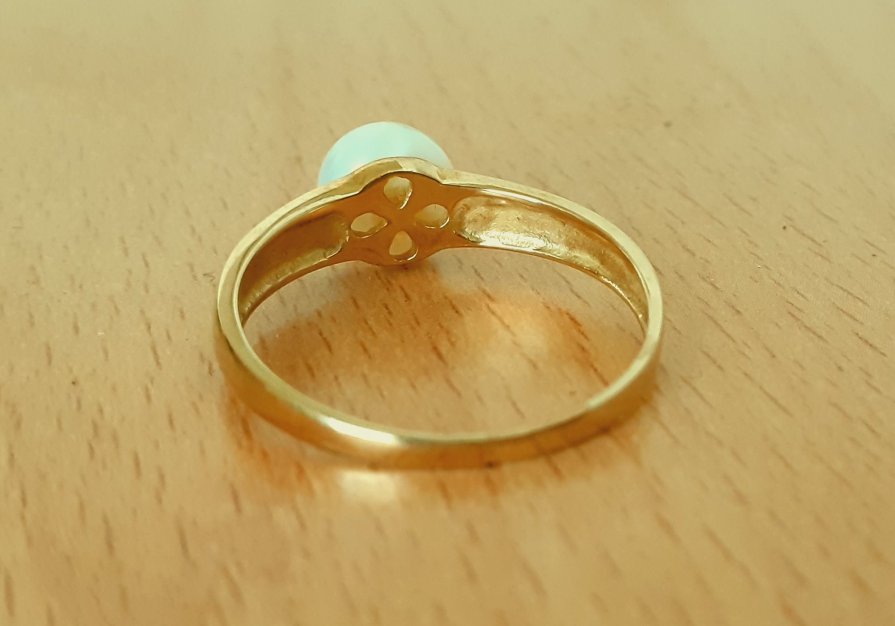 Gold 375 Ring mit Perle ca. 2,6g – Foto 3