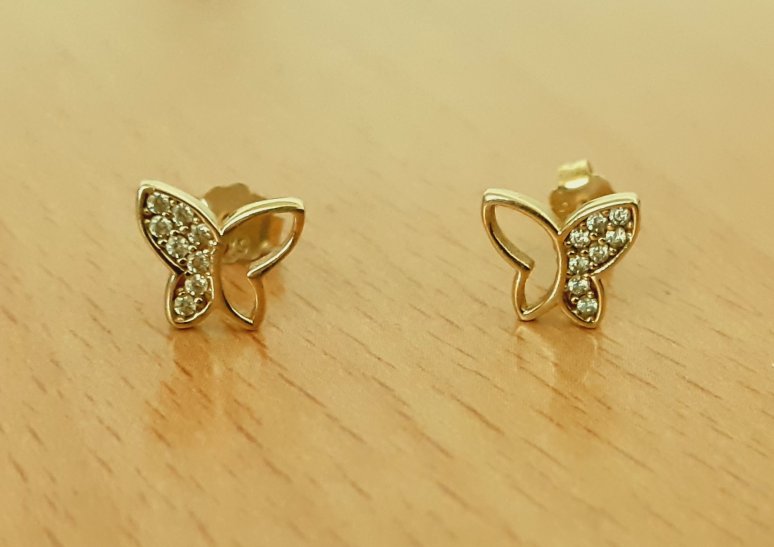 Gold 585 Ohrstecker Schmetterling ca. 1,08g