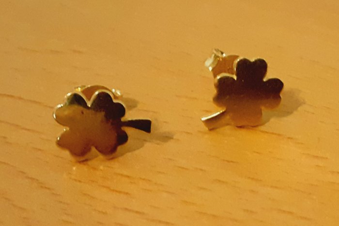 Gold 585 Ohrstecker Kleeblatt ca. 1,43g – Foto 3