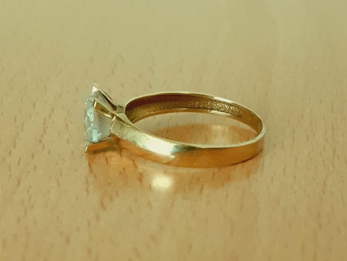 Gold 585 Ring Solitär Stein weiß ca. 1,94g – Foto 2