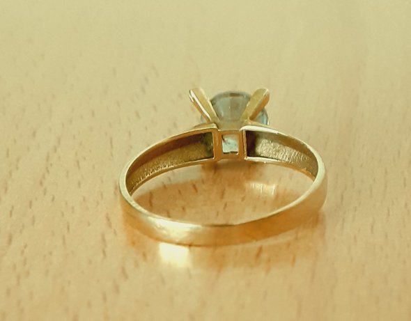 Gold 585 Ring Solitär Stein weiß ca. 1,94g – Foto 3