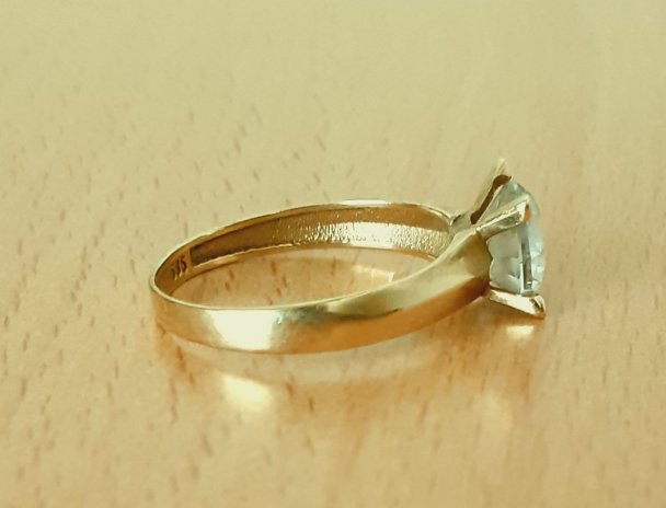 Gold 585 Ring Solitär Stein weiß ca. 1,94g – Foto 4